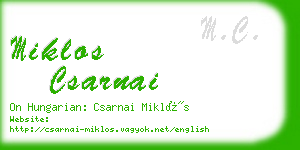 miklos csarnai business card